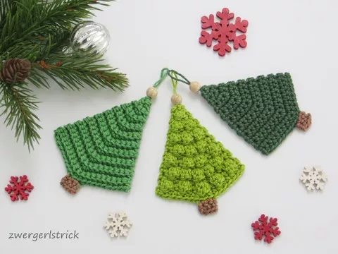 Häkelanleitung für schnelle Tannenbäumchen in 3 Varianten
