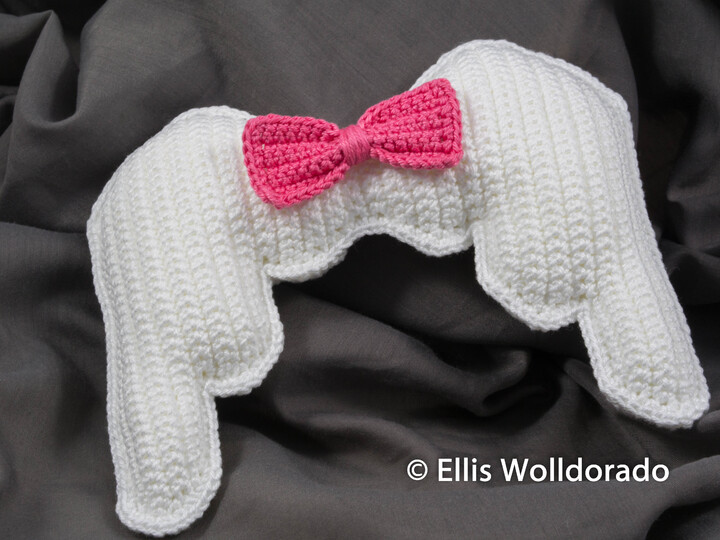 Engelsflügel mit Schleife, Dekoflügel, Häkelanleitung