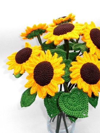 Sonnenblumen - einfach aus Wollresten häkeln