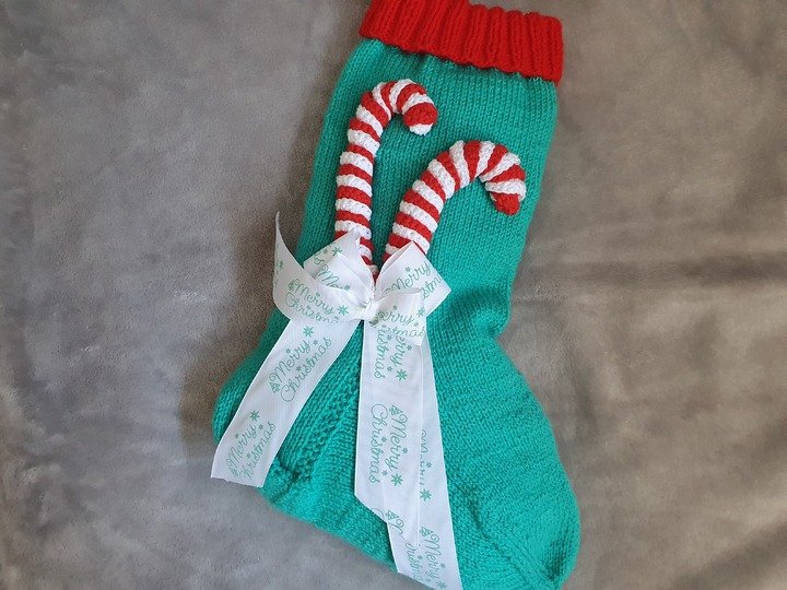 Strickanleitung Nikolausstrumpf Candy Canes 50 cm lang!