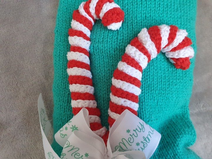 Strickanleitung Nikolausstrumpf Candy Canes 50 cm lang!