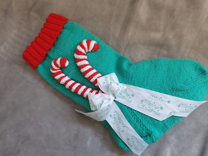 Strickanleitung Nikolausstrumpf Candy Canes 50 cm lang!
