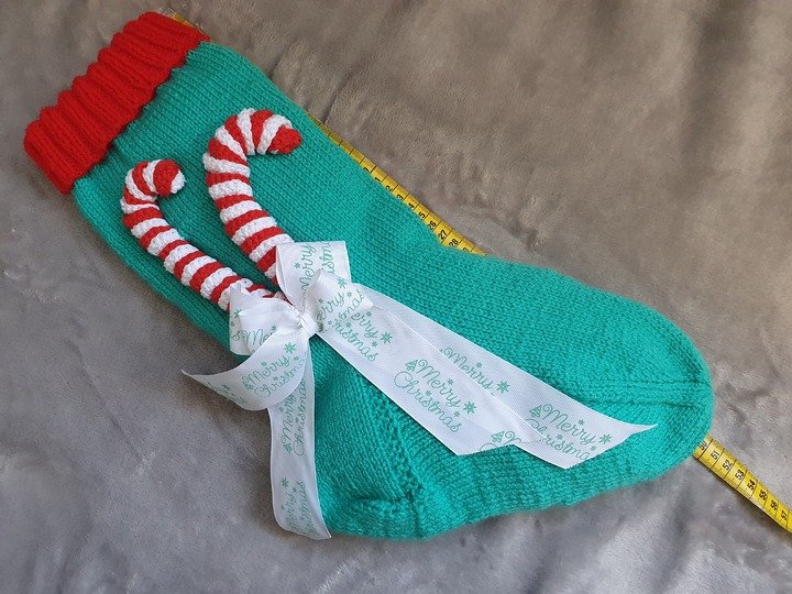 Strickanleitung Nikolausstrumpf Candy Canes 50 cm lang!