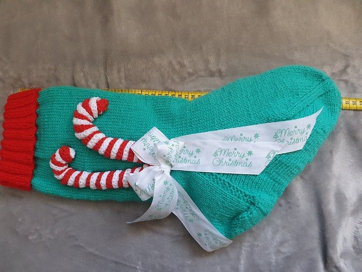 Strickanleitung Nikolausstrumpf Candy Canes 50 cm lang!