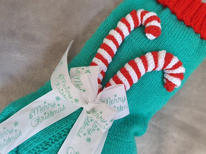 Strickanleitung Nikolausstrumpf Candy Canes 50 cm lang!