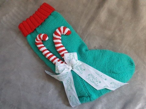 Strickanleitung Nikolausstrumpf Candy Canes 50 cm lang!