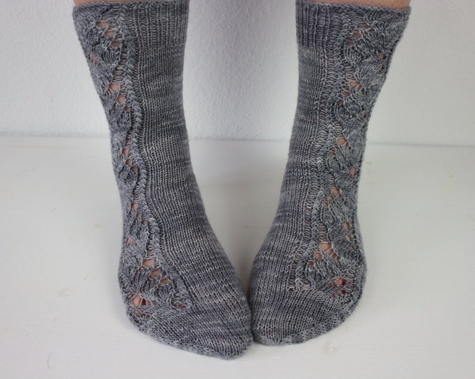 Knitting Pattern Socks with Lace PDF – Cuff Down Socks with Eyelet Pattern