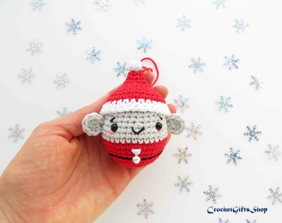 Set of 8 Crochet Pattern Christmas Ornament Santa Claus and Best Friends