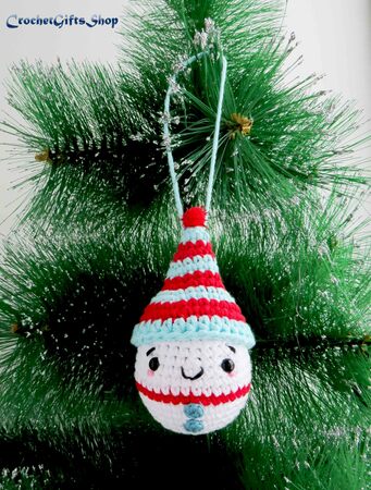Set of 8 Crochet Pattern Christmas Ornament Santa Claus and Best Friends