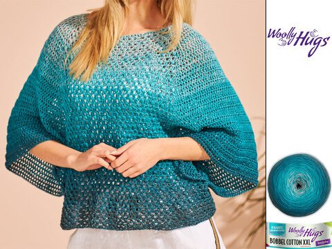 GEHÄKELTER PULLI IN PETROL