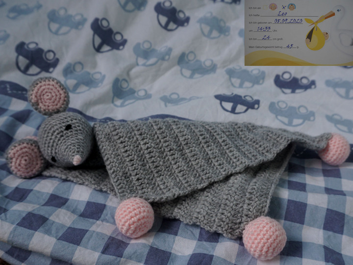 Häkelanleitung Schnuffeltuch Maus Leo