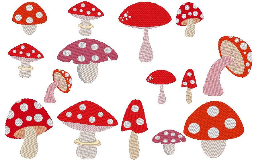 Fliegenpilz gefüllt Stickdatei in je 3 Größen