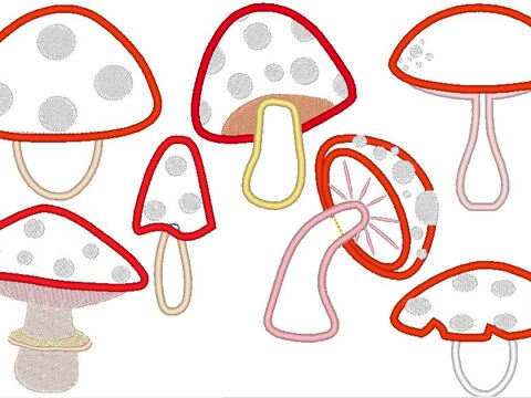 Fliegenpilz für Stoffapplis Stickdatei in je 3 Größen