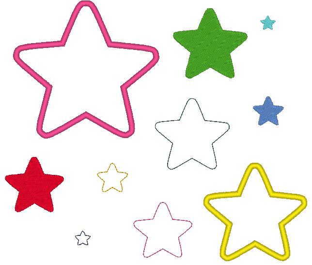 Stickdatei Stern gefüllt, als einfache Linie und für Stoffapplis - Bild 3