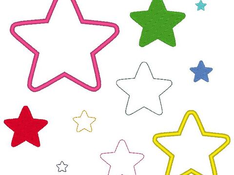 Stickdatei Stern gefüllt, als einfache Linie und für Stoffapplis