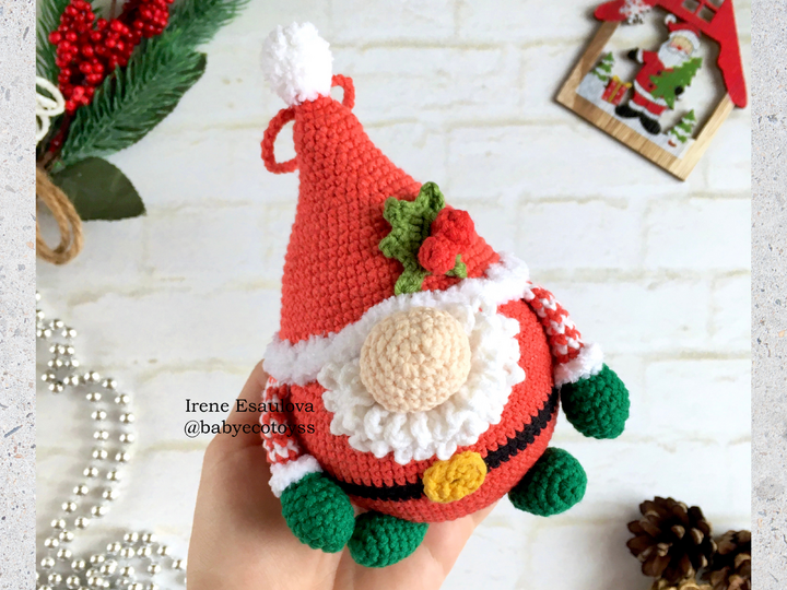 Crochet Christmas Santa Gnome Ornament Pattern