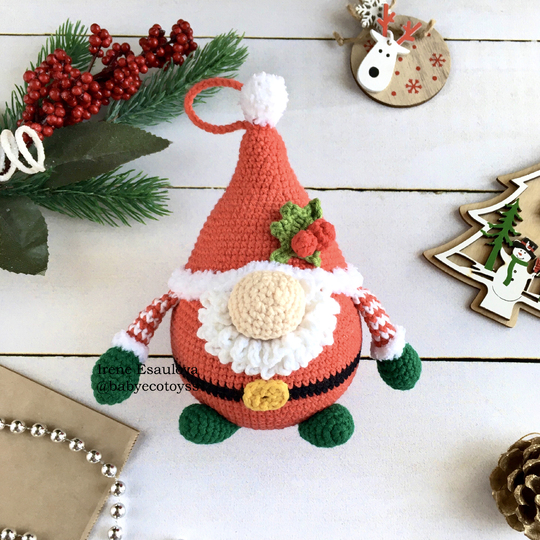 Crochet Christmas Santa Gnome Ornament Pattern