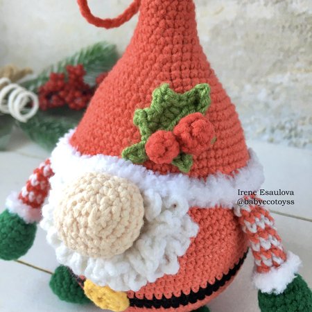 Crochet Christmas Santa Gnome Ornament Pattern