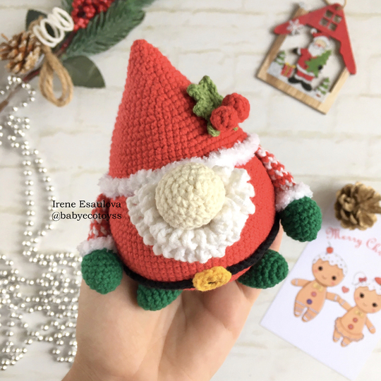 Crochet Christmas Santa Gnome Ornament Pattern