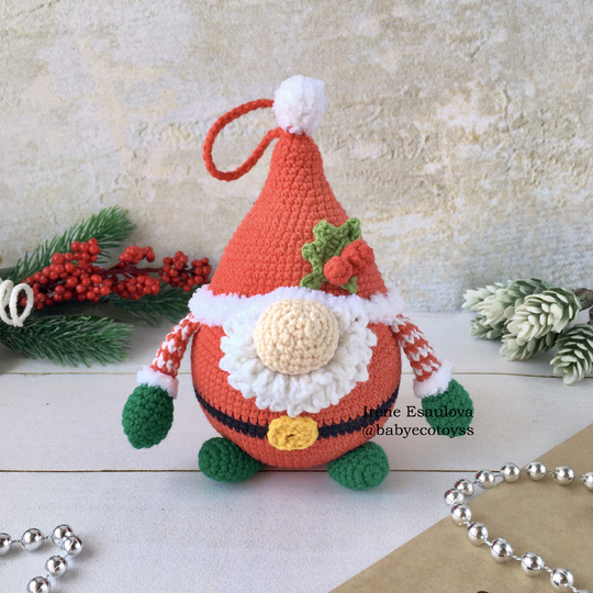Crochet Christmas Santa Gnome Ornament Pattern
