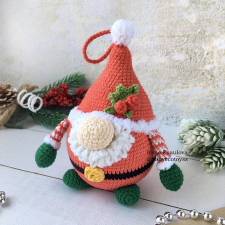 Crochet Christmas Santa Gnome Ornament Pattern