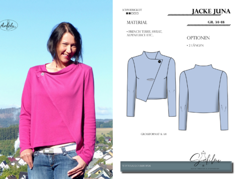 PDF-Schnittmuster Jacke Juna (Gr. 34-48) –Jacke mit asymmetrischem Design