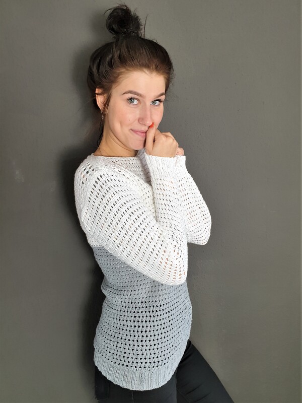 173 Strickanleitung Pullover Netzmuster Lochmuster