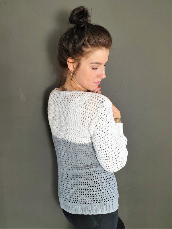 173 Strickanleitung Pullover Netzmuster Lochmuster - Bild 7