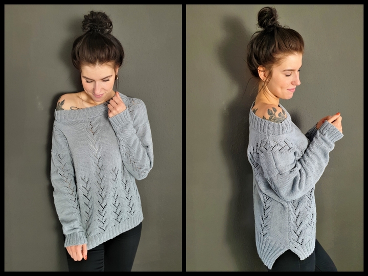 174 Strickanleitung Pullover Lochmuster