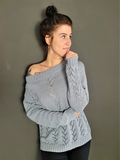 174 Strickanleitung Pullover Lochmuster