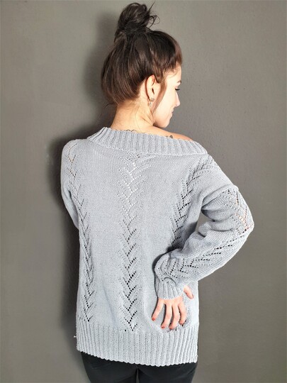 174 Strickanleitung Pullover Lochmuster