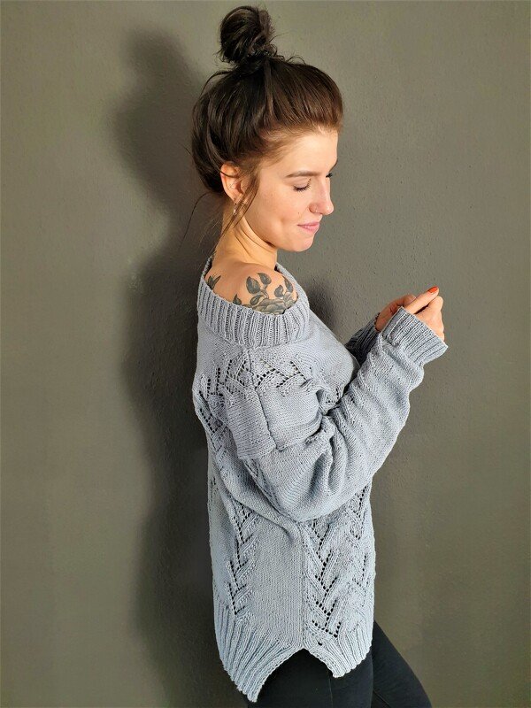 174 Strickanleitung Pullover Lochmuster - Bild 2