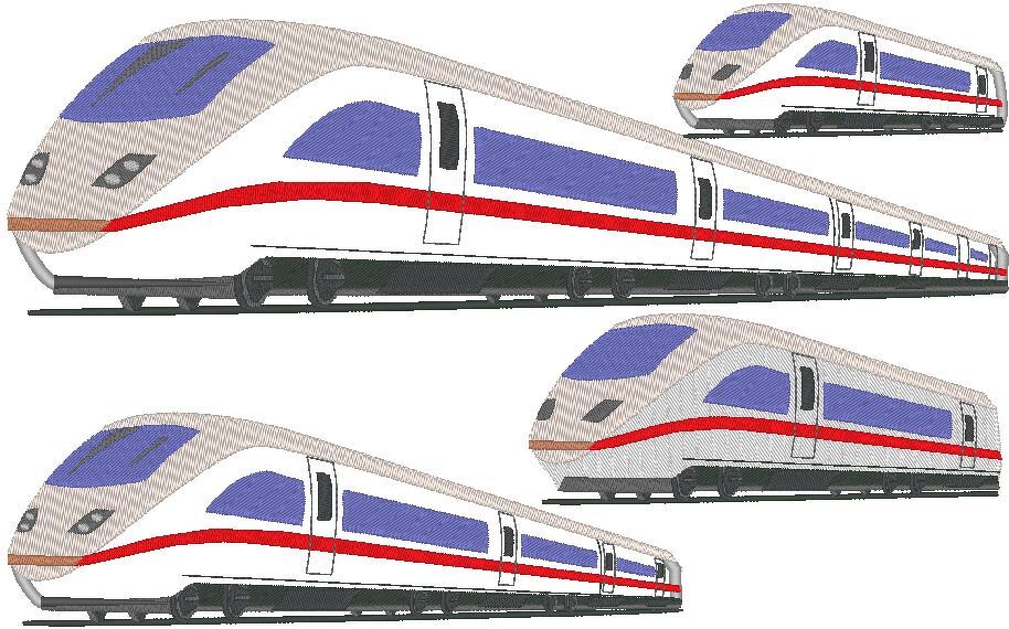 Schnellzug 2 Stickdatei Zug Lok Eisenbahn
