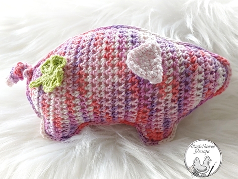 Glücksschweinchen mit Kleeblatt Häkelanleitung