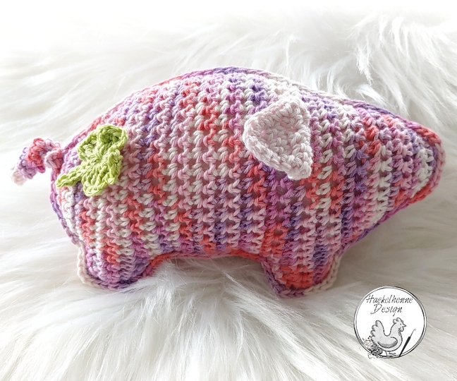 Glücksschweinchen mit Kleeblatt Häkelanleitung