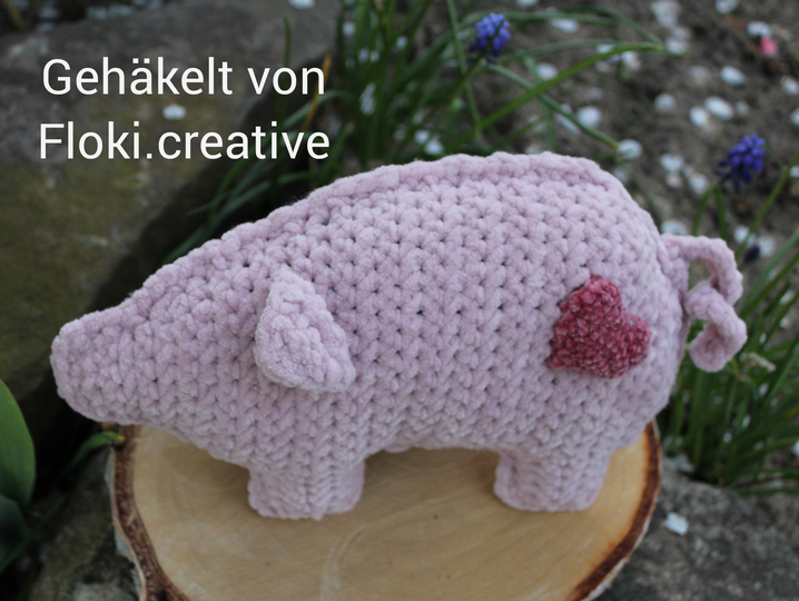 Glücksschweinchen mit Kleeblatt Häkelanleitung