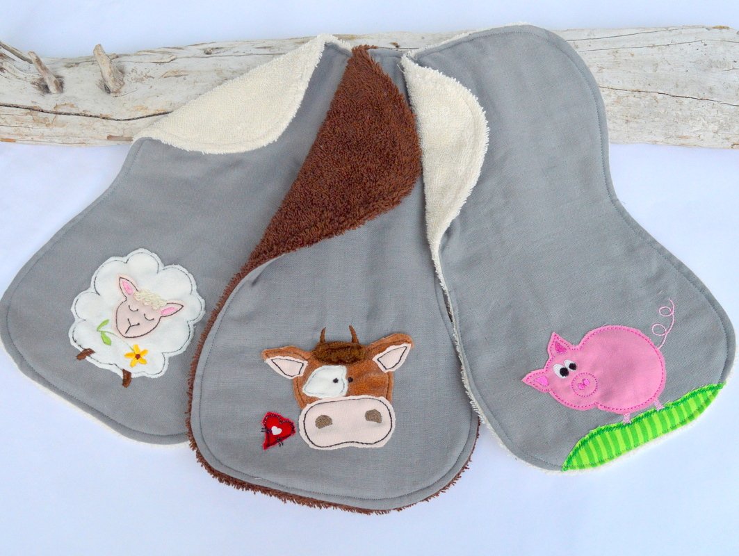 ITH Stickdatei Spucktuch Schulterspucktuch Bauernhof Tiere 18x30cm - Bild 4