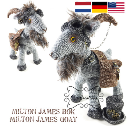 Milton James, Steampunk Goat, Amigurumi Crochet Pattern