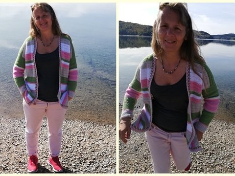 Häkelanleitung Jacke Streifling - Gr.36-40