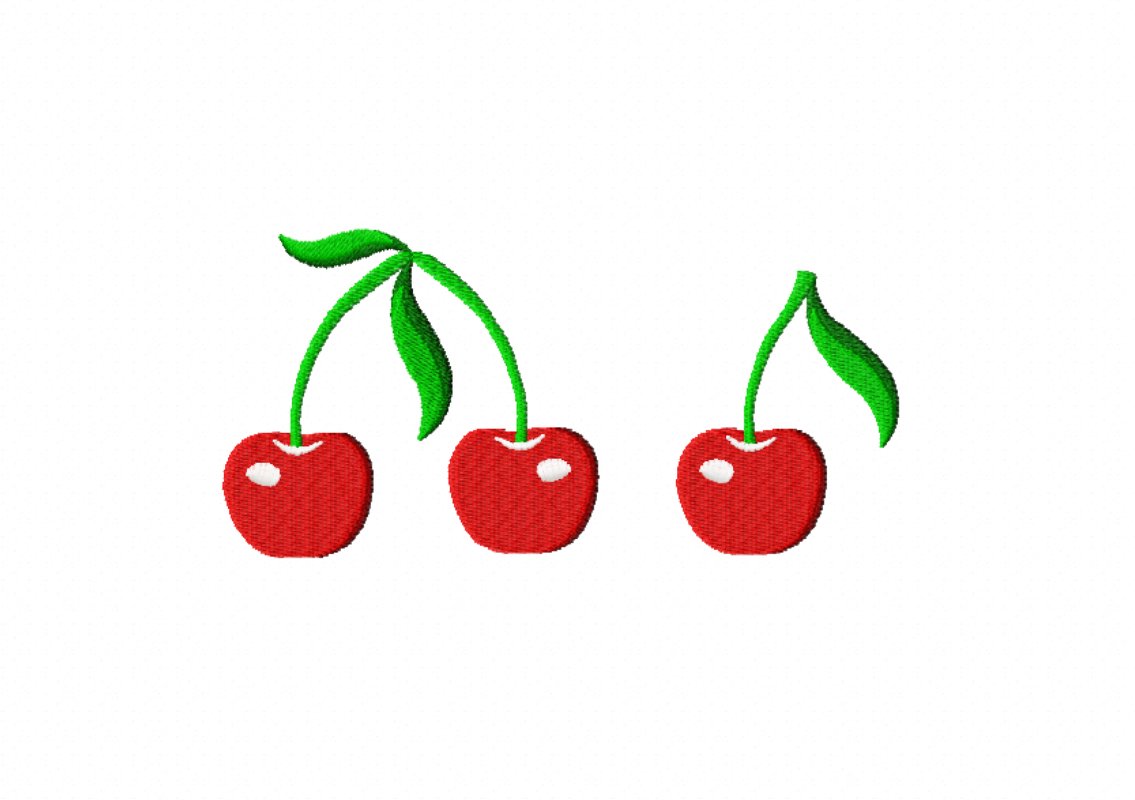 Stickdatei Kirschen - zwei Varianten, Rahmen ab 10 cm x 10 cm