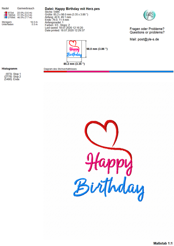 Stickdatei Schriftzug Happy Birthday - Bild 3