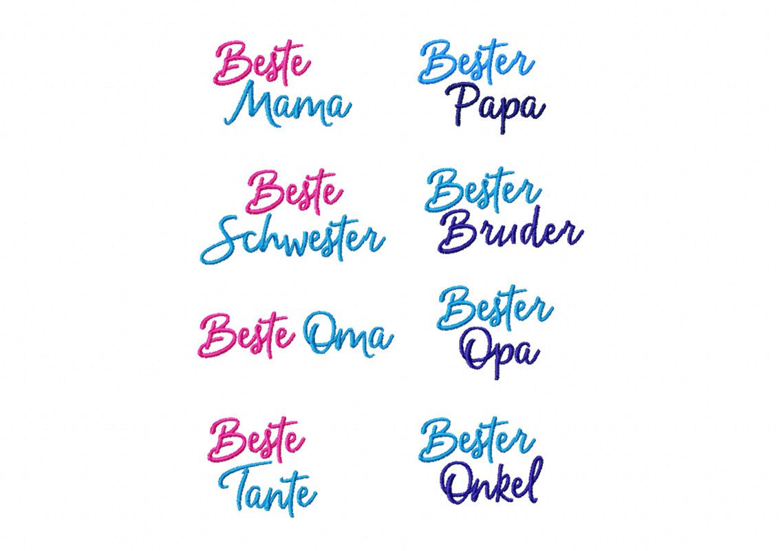 Stickdatei Schrift Familie, Rahmen ab 10 cm x 10 cm