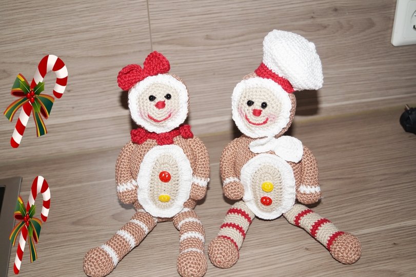 Lebkuchenpärchen Lotte und Lollo, Kantenhocker Häkelanleitung in deutsch