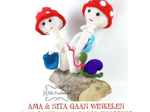 Ama und Nita gehen einkaufen, Amigurumi Häkelanleitung
