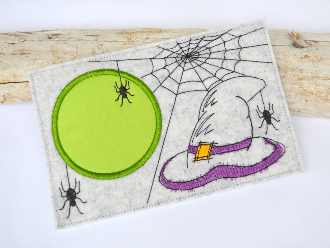 Stickdatei MugRug Untersetzer Hexenhut 13x18cm und 13x20cm