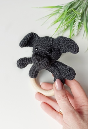 Crochet dog baby rattle pattern