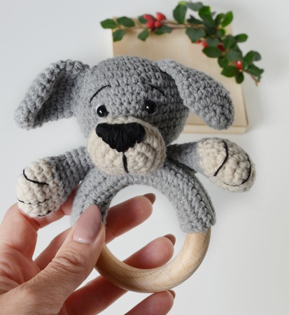Crochet dog baby rattle pattern