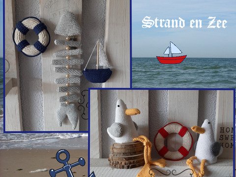 Strand und Meer, Amigurumi Häkelanleitung, Möwe, Fisch