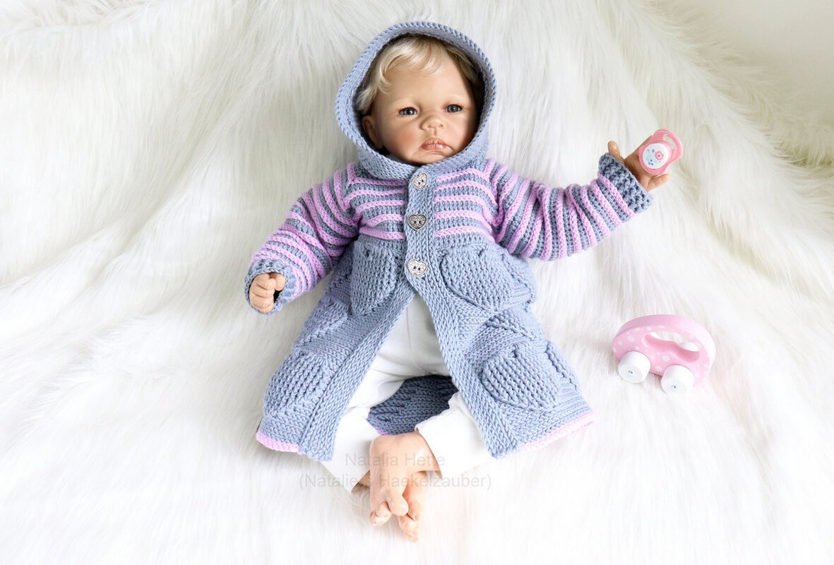 Baby- & Kinderjacke "Jonna", (Gr. 50-128, Reliefmuster) - Bild 4