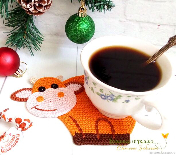 267DE Häkelanleitung Bulle Tassenuntersetzer - Hausdeko PDF Zabelina CP